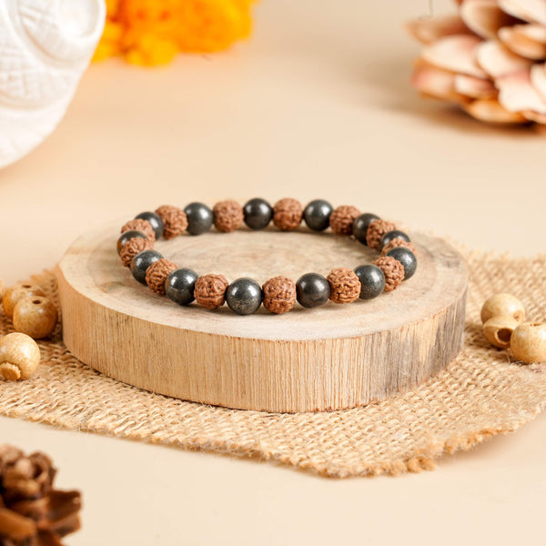 Rudraksha & Pyrite Bracelet