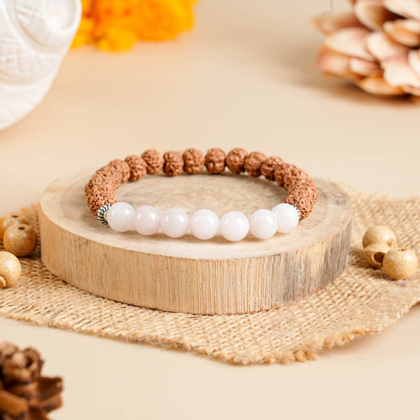 Rudraksha with Rose Quartz Ratan Bracelet