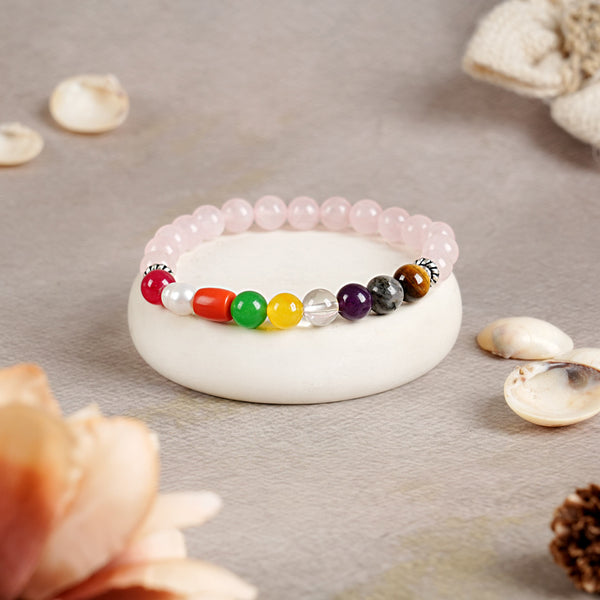 Navratan & Rose Quartz Bracelet